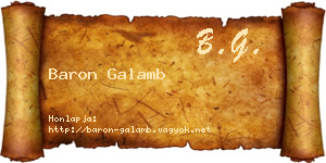 Baron Galamb névjegykártya